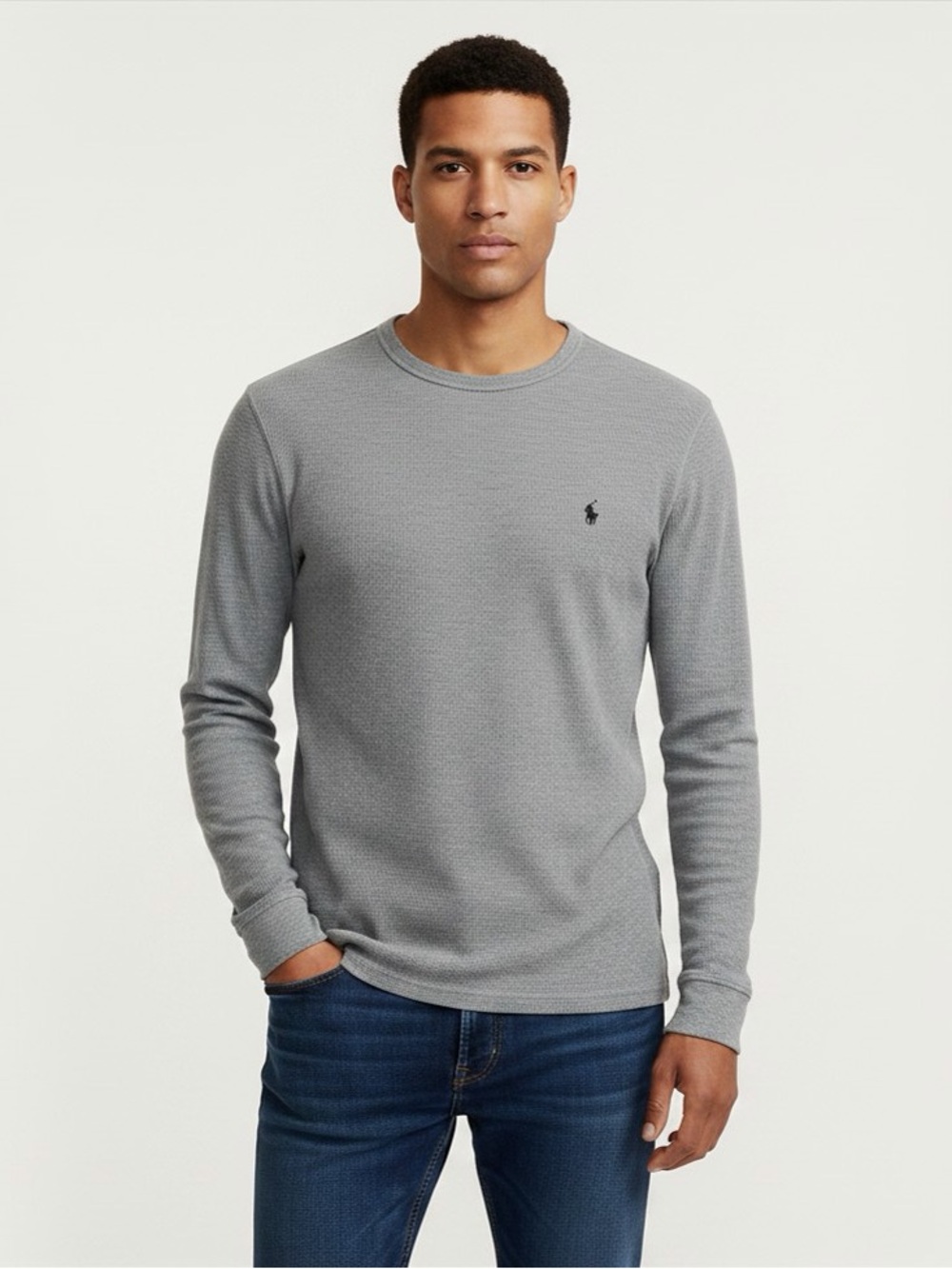 Polo Ralph Lauren | Men’s Waffle Long Sleeve Pajama Shirt | Light Gray |…